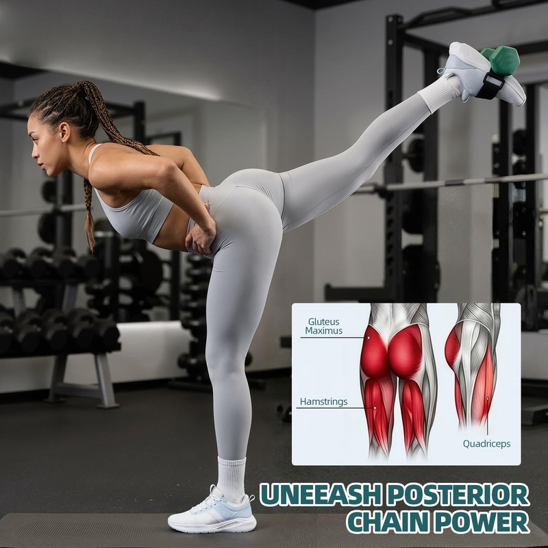 Dumbbell Foot Attachment,Glute Kickbacks & Leg Workouts,Tibialis Trainer, Adjustable Ankle