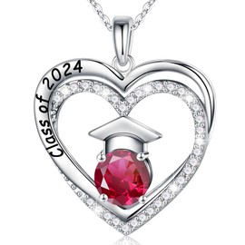 Ursilver Class of 2024 Graduation Gifts for Her 2024, S925 Sterling Silver Birthstone Necklace, Graduation Necklaces, College Graduation Gifts for Her, 2024 High School Graduation Gifts