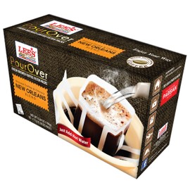 1 Pack - Lee's Coffee Pourover Fresh Ground New Orleans Filter Packs - Ca Phe Phin Giay Huong Vi New Orleans 18 Bags per Box
