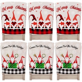 6 Pcs Christmas Chair Back Covers Xmas Holiday Chair Covers for Dining Room Kitchen Hotel Wedding Ceremony Party Decor(Cute)