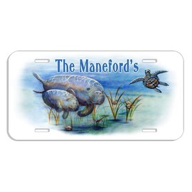 Manatees Sea Turtle Clams Auto Size License Plate Gifts Ladies Men Car Accessories Sea Cow Ocean Personalize
