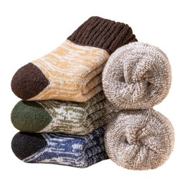 YZKKE 3Pack Mens Super Thick Wool Warm Socks - Soft Comfort Casual Crew Winter Socks