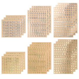 AIEX 18 Sheets Alphabet Number Stickers, Mini Metal Letter Sticker Uppercase and Lowercase Number Sticker for Scrapbooking, DIY Crafts (Gold, Silver)