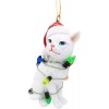 December Pets White Tabby Cat Christmas Tree Ornament with Santa