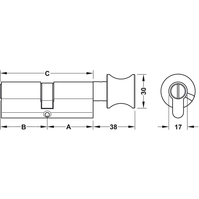 JUVA Profile Knob Cylinder Toilet Lock Cylinder 30/30 - Econo