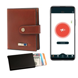 Wallet Tracker for Men Bluetooth Wallet Finder Position Record (Via Phone GPS) with Credit Card Holder Leather Minimalist Wallet Gifts for Men