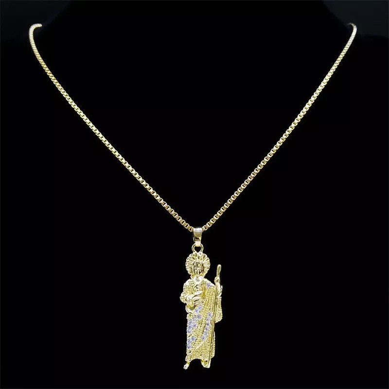 TENDER LIHOME Collar Medalla San Judas Tadeo Cadena Dije Acero