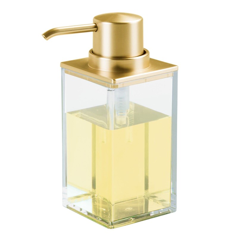 mDesign Rectangle Plastic Refillable Liquid Soap Dispenser Pump Bottle for