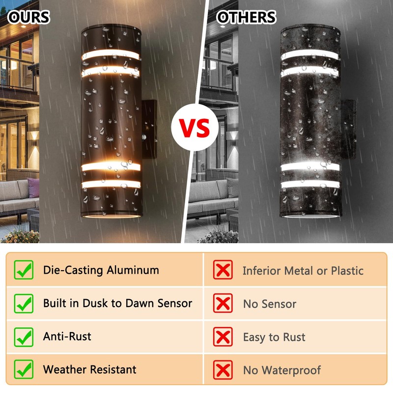 Housen Solutions Dusk to Dawn Outdoor Light Fixture 2 Pack,