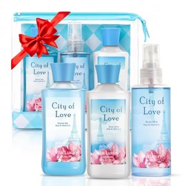 Set De Regalo De Baño Y Cuerpo Para Mujeres Y Niñas, Set De Spa Ciudad Del Amor, Kit De Viaje De Cuidado Personal, Set De 3 Piezas Gel De Ducha,