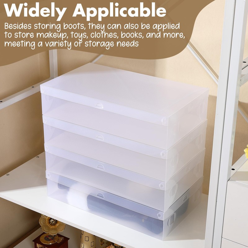 Sintuff 12 Pack Large Boot Storage Boxes with Lids for