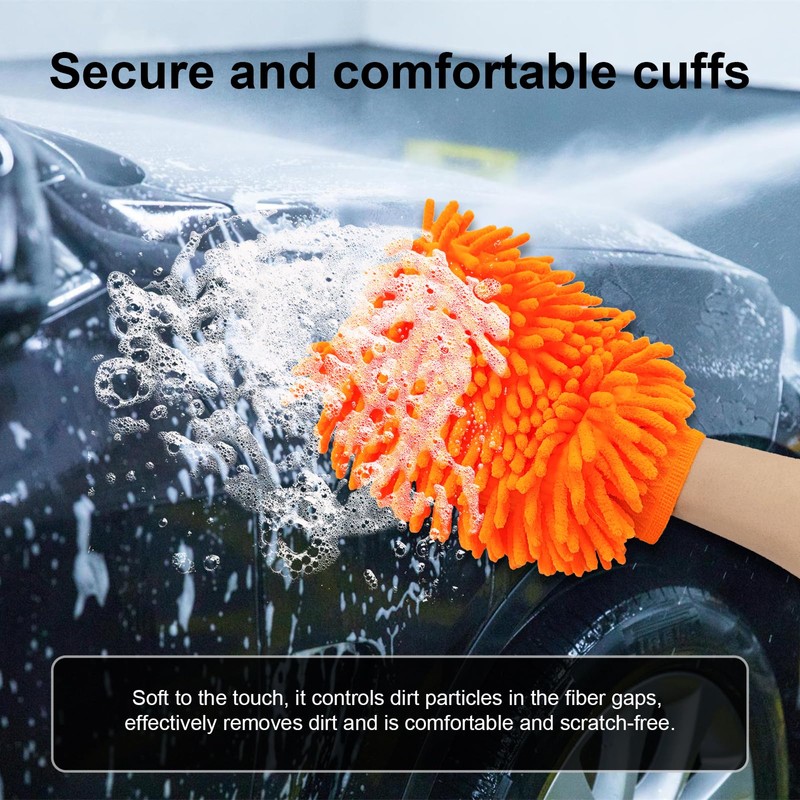 Ziciner Premium Microfiber Wash Mitt, Soft Scratch-Free Double-Sided Chenille Washing