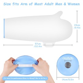 AOOWU Cast Cover Arm for Showering, Adult Waterproof Cast Cover Arm, Plaster Hand Sleeve Dressing Protector,Reusable Cast, Dressing and Bandage Protector for Short Arm, Elbow, Wrist, Hand, FInger