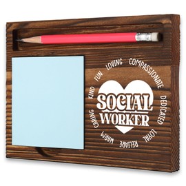 Social Worker Thank You Gift, Rustic Wooden Pencil Note Holder, Appreciation for Caseworkers Therapists, Promotion Leaving Birthday Farewell Retirement Congratulations Recognition Gifts MT13