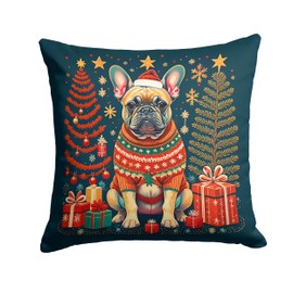Caroline's Treasures Dogs Enchanted Christmas Fabric Decorative Pillow Throw Pillow, 14Hx14W, French Bulldog Fawn