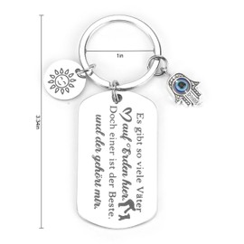 OBEISN Stainless Steel Keyring for Women, Long Rectangular Pendant with Heartfelt Saying for Dad, Perfect as a Small Birthday Gift for Father, Practical Gifts, silver