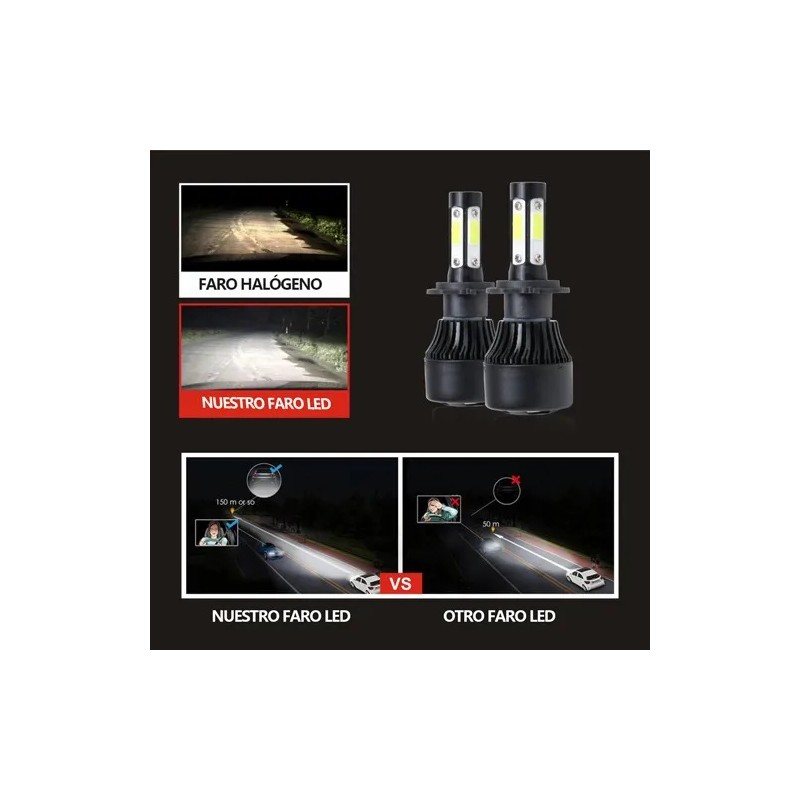 Kit De Faros Delanteros De 4 Lados H7 9005 Led