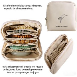 Lumbor37 Organizador de Joyas, Joyero de Viaje, Bolsa Plegable con 5 Compartimentos para Mujer, Caja de Almacenamiento Portátil para Collares, Pendientes y Pulseras