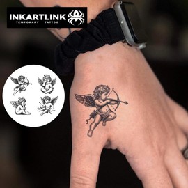 INKARTLINK 2 Pack 2 Weeks Long Lasting Waterproof Jagua Tattoo Stickers Semi Permanent Women Angel Flower Wrist