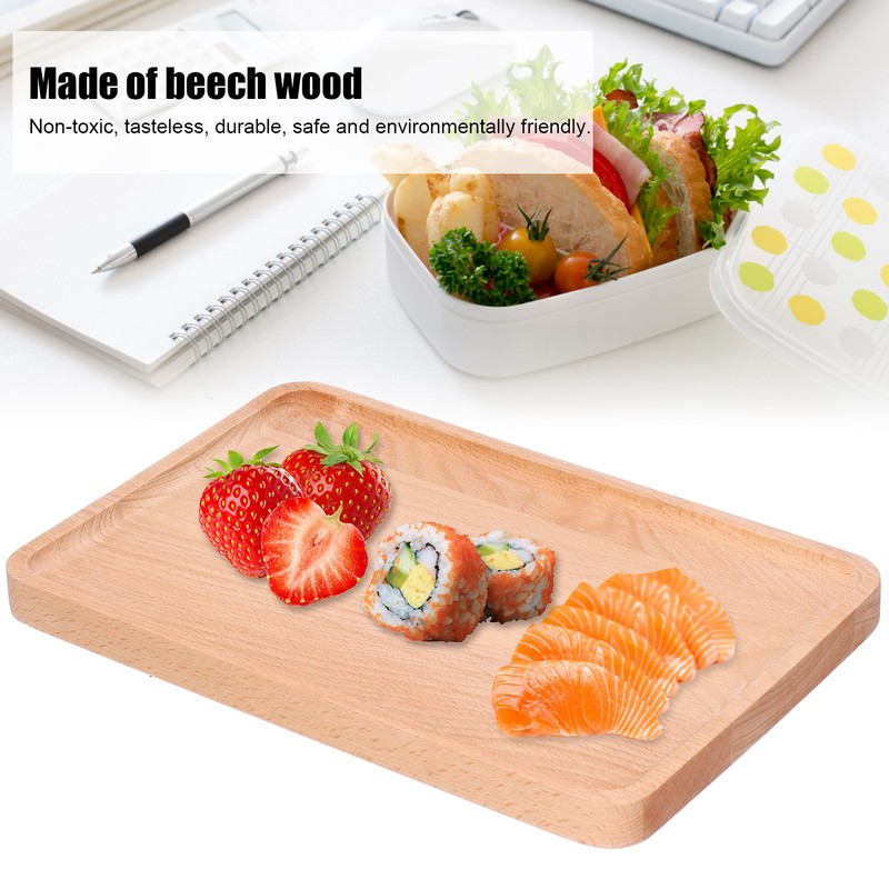 Fruit Dishes Beech Wooden Serving Tray Rectangular Decorative Dessert Plate