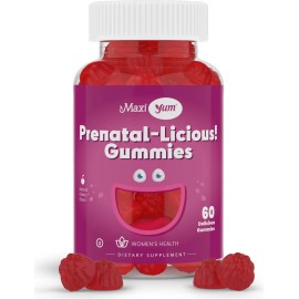 Maxi Health Women’s Organic Prenatal Gummies, Cherry Flavor, 60 Count Bottle
