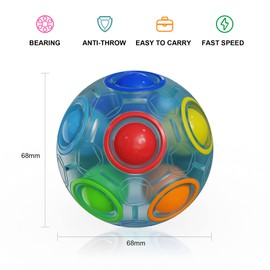 ROXENDA Magic Rainbow Ball with 12 Holes, Puzzle Ball Skill Game - Brain Teaser & Fidget Ball for Kids from 6 Years - 2 Pack (Blue&Purple)