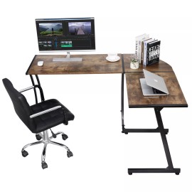 SEGAWE 58" L-Shaped Computer Desk Reversible MDF Corner Gaming Desk Writing Workstation