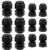 Kyuionty 12 Pcs Nylon Cable Glands, Black Strain Relief Cable