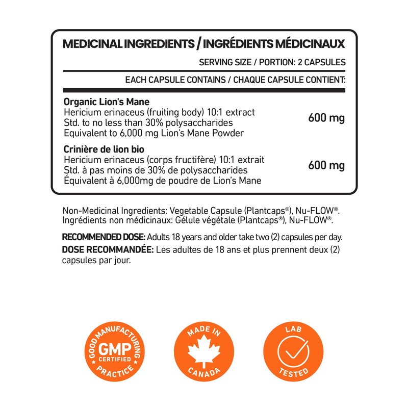 New! Lions Mane Supplement Capsules - 12,000mg 10x Concentrated High