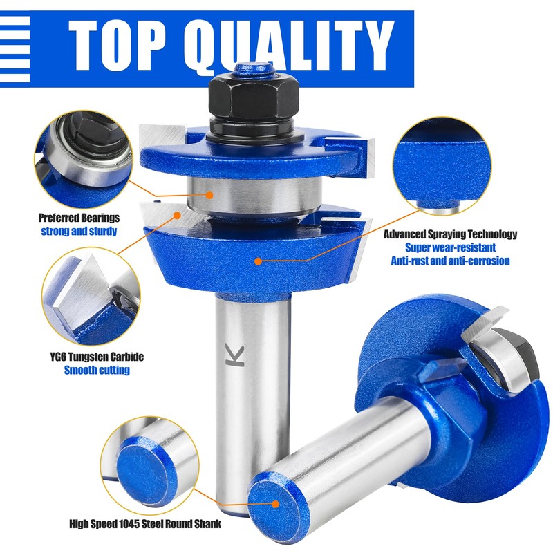 SMJXTOP 2Pcs Shaker Style Rail and Stile Router Bits Set