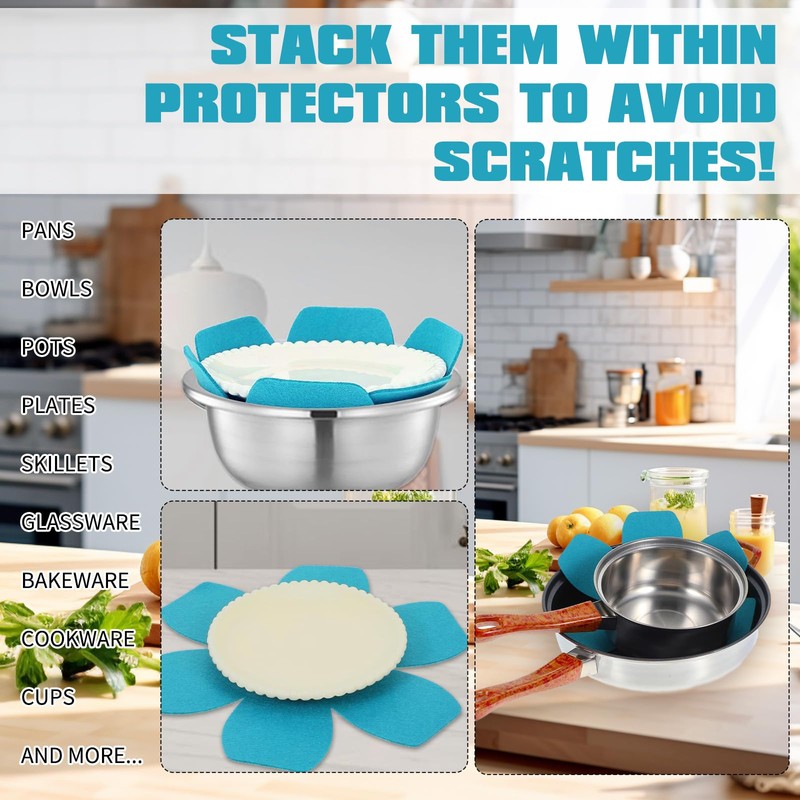 Pack of 6 Pan Protectors, Pan Protectors, Stacking Protection, Felt