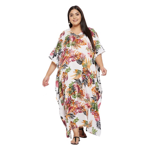 Oussum Gypsie Blu Women Long Maxi Plus Size Polyester Kaftan