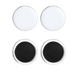 Kuzzoi 0305361722 Men's Earrings Set Round (8 mm) Polished Men's Stud Earrings with Black Enamel 925 Sterling Silver High-Quality Earring Set for Men, Silver