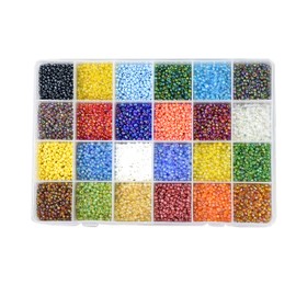 Mandala Crafts Glass Seed Beads for Jewelry Making - 9000 8/0 Seed Beads Small Beads Kit for Tiny Beads Jewelry Bracelet - 3mm AB Iridescent Seed Beads 8/0 Mini Pony Beads for Necklace