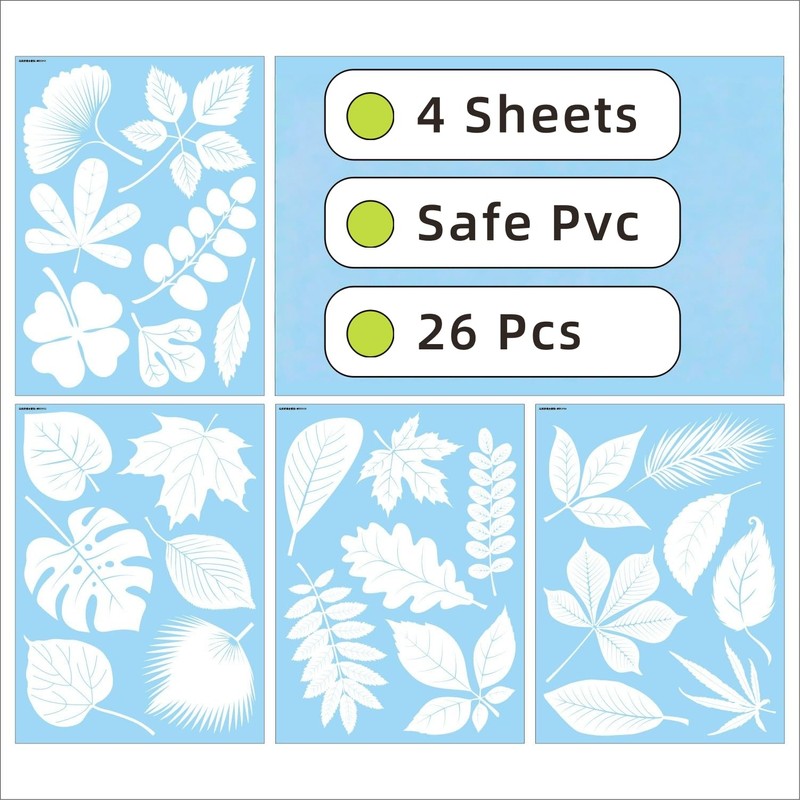 26PCS Leaf Window Bird Decals for Birds Strikes - Anti-Collision