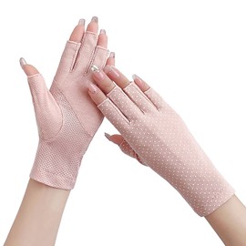 CHENGZI Women Girls Summer Fingerless Gloves Non-Slip UV Protection Driving Gloves Outdoor Gloves, pink