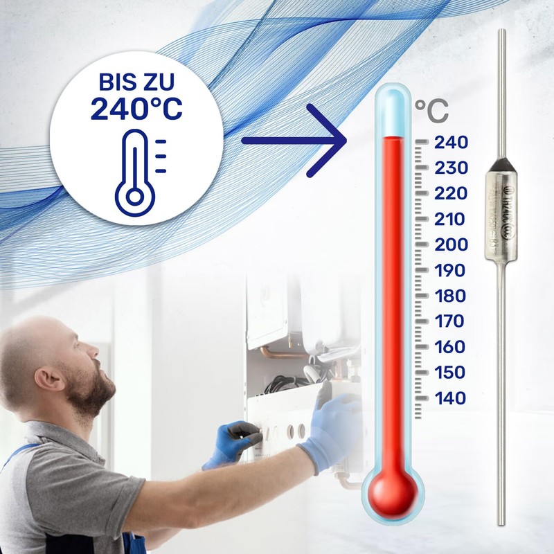 Thermal fuse is designed for temperatures up to 240 °C.