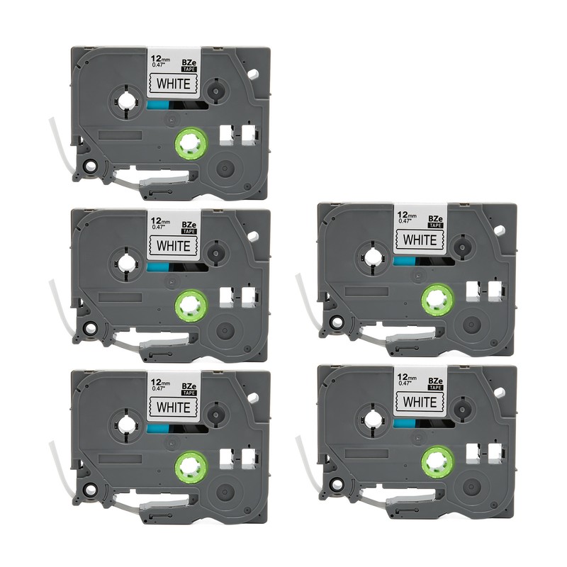 5 Pcs Label Maker Tape Black On White 12mm Width