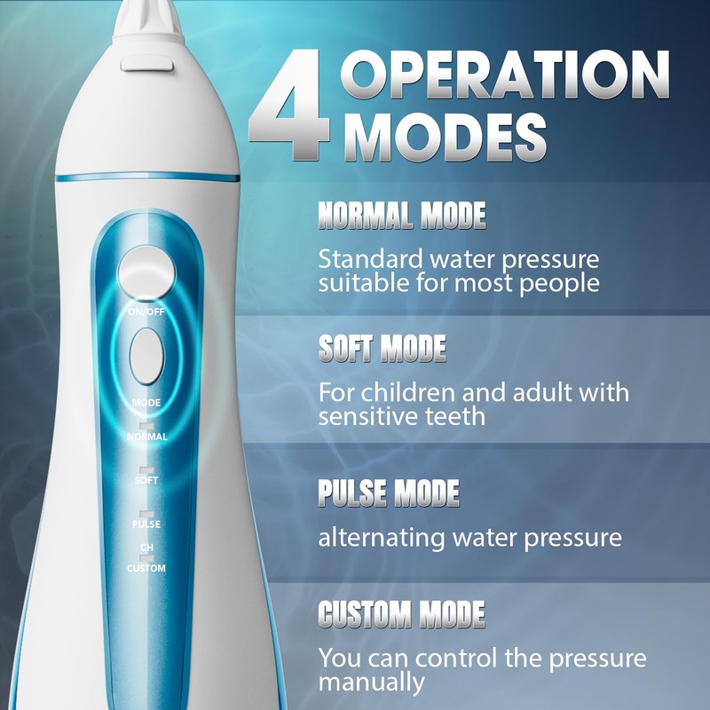 Nicwell Water Dental Flosser Pick for Teeth: 4 Modes Cordless