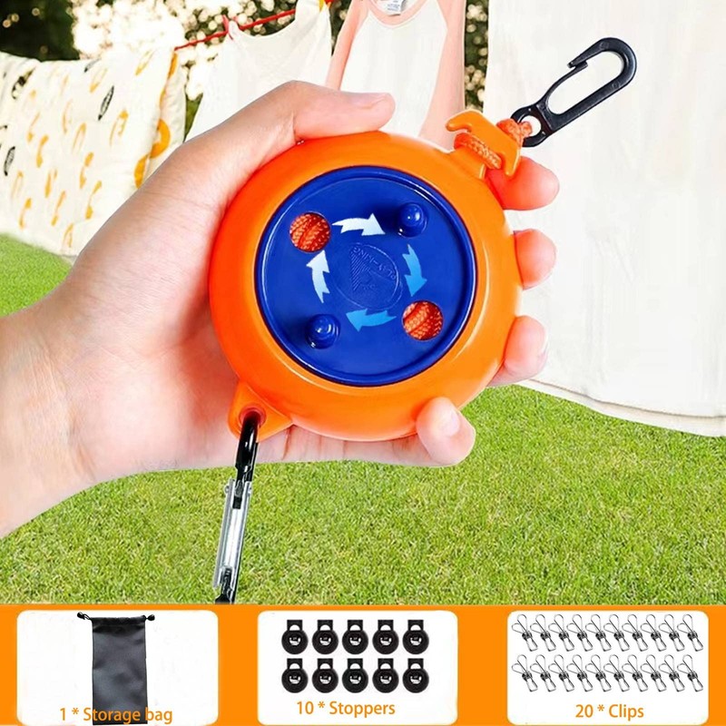 QeeHeng Camping Retractable Clothesline Portable Travel Clothes Line Adjustable 26ft