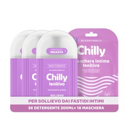 Chilly, Detergente Intimo Lenitivo 3x300ml + Maschera Intima Lenitiva