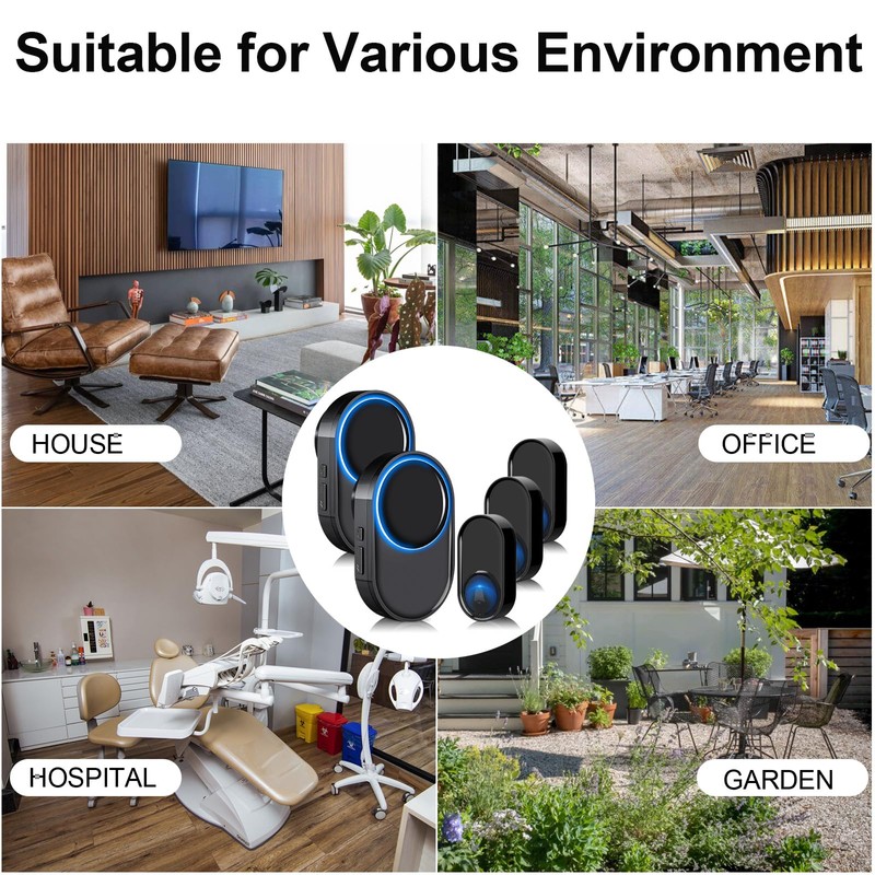 Wireless Doorbell - PHYSEN Waterproof Doorbell Chime Kits 2 receivers