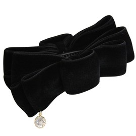 VINGTAINE H-223-BK Velvet Ribbon Banana Clip Hair Clip M Black