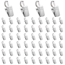 HO2NLE Pack of 60 Curtain Clips with Hooks Curtain Clips Stainless Steel Curtain Hooks Curtain Clips Silver Curtains Clips for Curtains Hanging Party Fairy Lights Photo Home Decoration