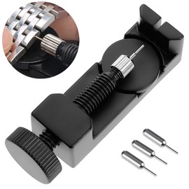 Amyzor Metal Adjustable Watch Band Strap Bracelet Link Pin Remover Repair Tool Kit Set for Watchmakers with Pack of 3 Extra Pins (Black)