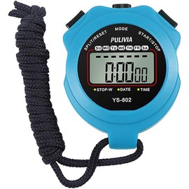 Stopwatch Timer Lap Split Digital Stopwatch with Clock Calendar Alarm, Large Display Stop Watch for Sports Kids Coaches Swimming Running - Style: 1 lap/split-blue