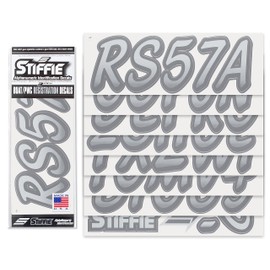 STIFFIE Whipline Metallic Silver/Carbon 3" Boat & PWC Registration Decals • Numbers Letters Stickers