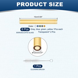 PATIKIL 4 Inch Borosilicate Glass Tubes, 6 Pcs12mm OD 2mm Thick Glass Blowing Tubes Straight Pipe with Cleaning Brush for Laboratory Glass Making, 5 Color