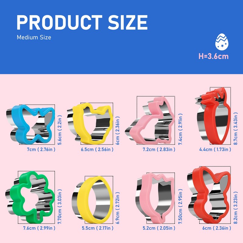 8-Piece Easter Cookie Cutter Set, Bread Cutters for Children, Sandwich