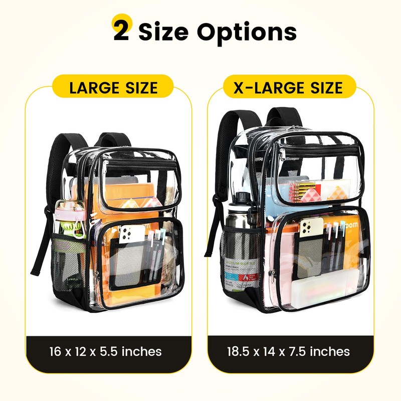 Vorspack Clear Backpack Heavy Duty - Large See Through Bookbag